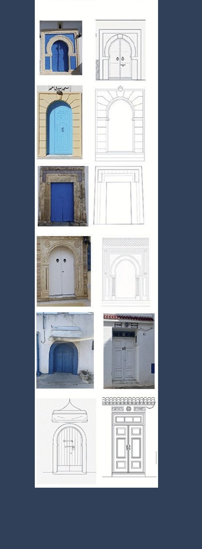 Encadrement des portes — relevé photographique et graphique