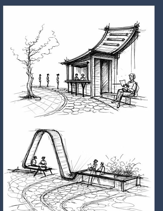 Esquisses de mobilier urbain 2