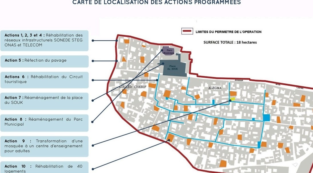 Carte de localisation des actions programmées